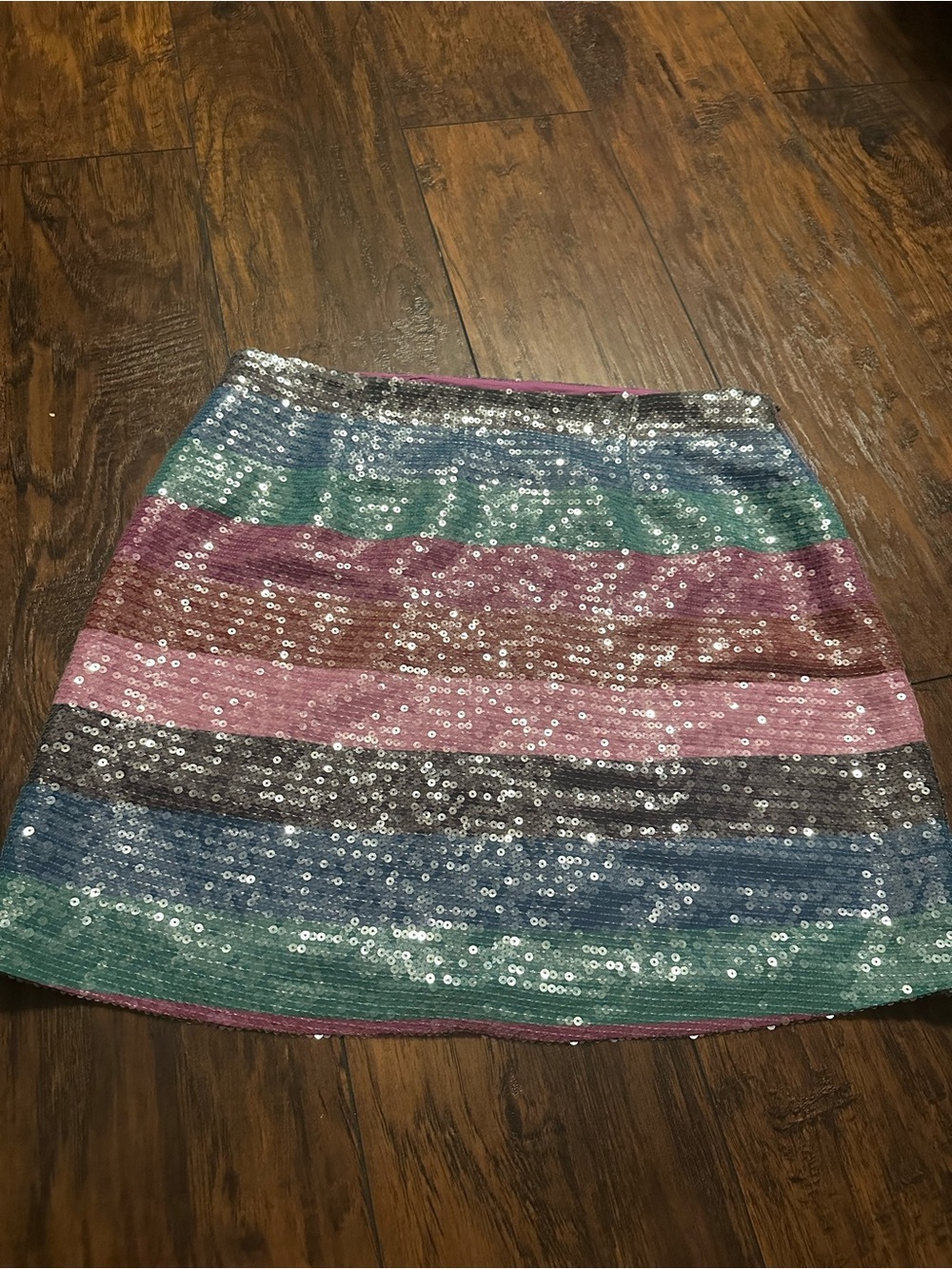 Striped Multicolor Sequin Mini Skirt - Sparkling Party Skirt